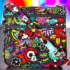 Vera Bradley Disney Magical Blooms Mickey Triple Zip Hipster Crossbody Bag